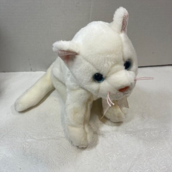 Ty The Beanie Buddy Collection White Cat Blue Eyes Long Tail 1999 Plush Toy - Picture 3 of 12